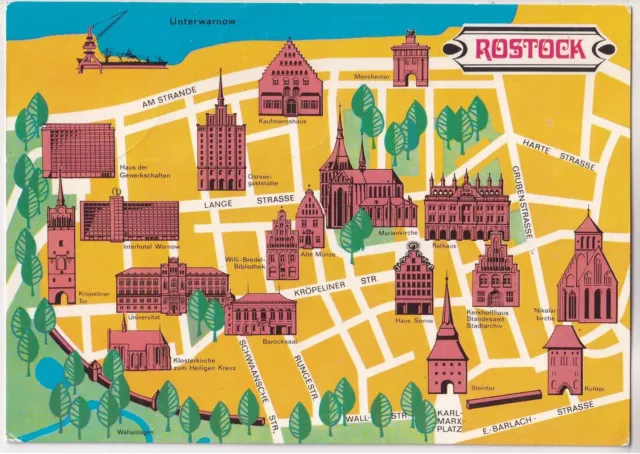 AK - (DDR) - Rostock - Landkarte - Stadtplanausschnitt - 1976 - City-Map