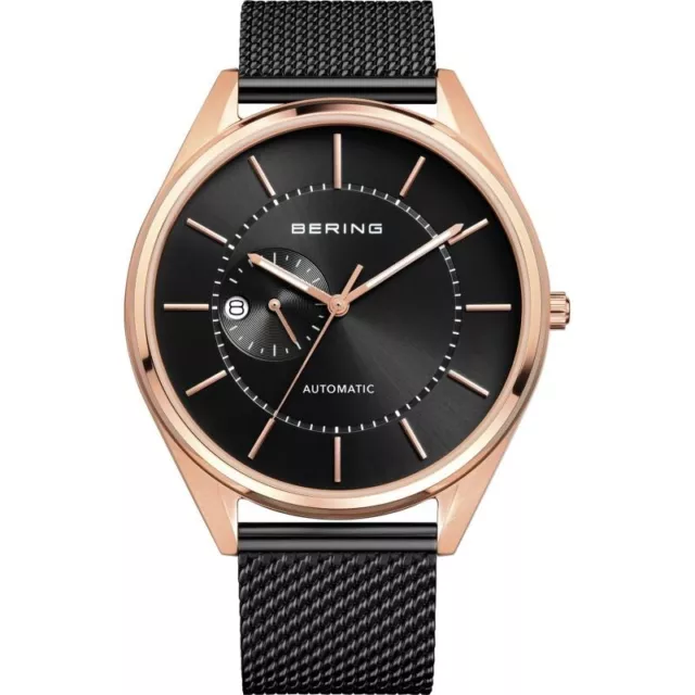 Bering time Mens Automatic 16243-166,black/rose,sapphire Crystal RRP £299.00