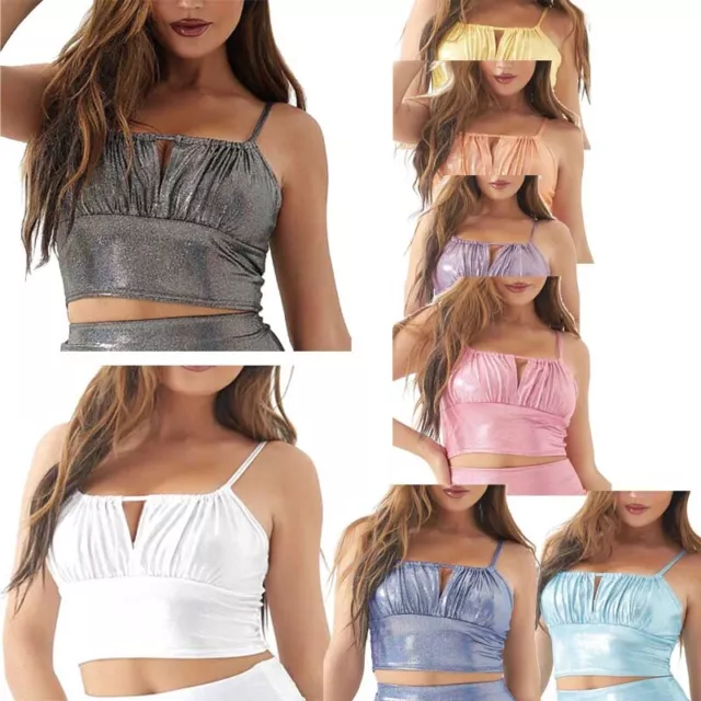 Womens Top Dance Camisole Spaghetti Vest Party Dancewear Sleevless Clubwear