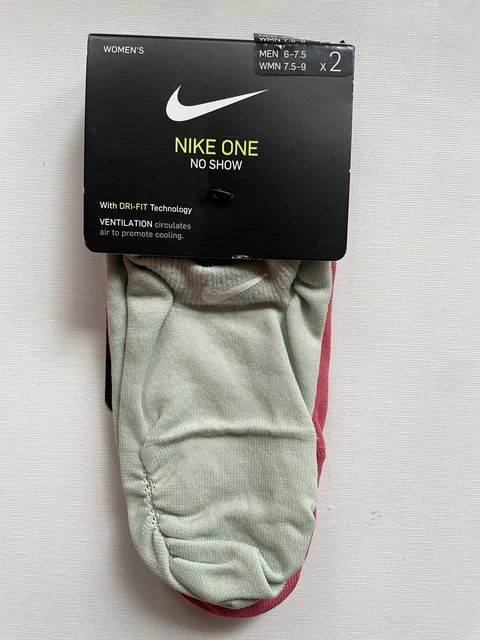 Nike One No Show Socks Dry-Fit Mens 6-7.5 CU3855-913 Womens 7.5-9 x2