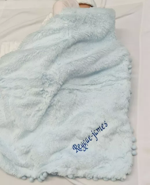 Personalisierte Deluxbommel Babydecke bestickt Junge Mädchen Neu Baby Geburt Giff