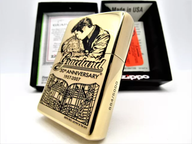 Elvis Presley Graceland 50th Anniversary Solid Brass 1957-2007 ZIPPO 2006 Mint