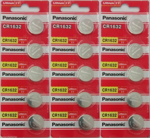 20 Panasonic CR1632 ECR1632 Lithium Battery 3V Coin Batteries Cell Exp. 2030