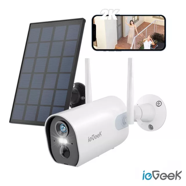 ieGeek Telecamera Wi-Fi Esterno Senza Fili Batteria Videocamera Pannello Solare