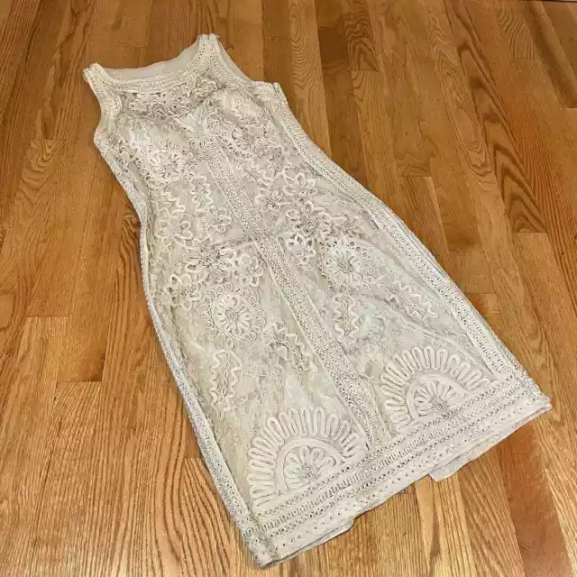 Sue Wong Nocturne Embroidered Champagne Cream Dress Size 6