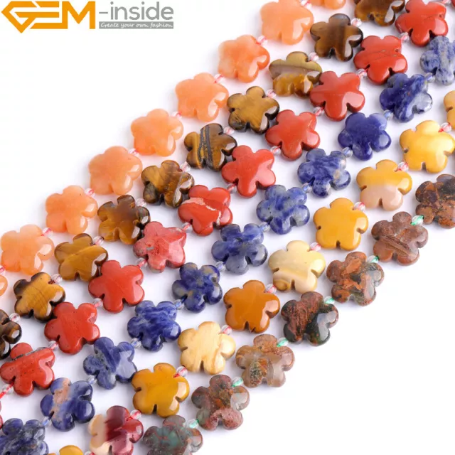 Natural Flower Gemstone Loose Beads For Jewelry Craft Making String 15" 15mm UK