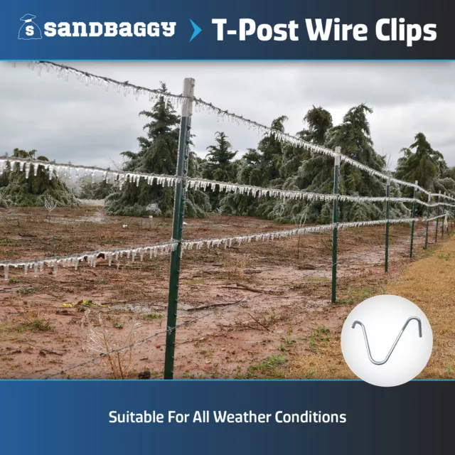 Sandbaggy T-Posts Wire Clips | Galvanized Rust Resistant Steel Fence Clips 2