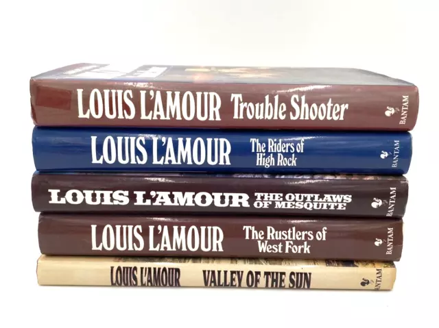 5 Louis L'amour Hardcover Books Western Outlaws Shooter Rustlers Read Bantam
