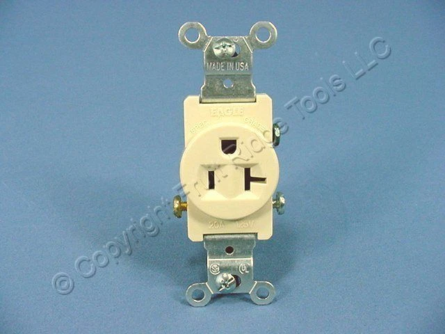 Eagle Ivory COMMERCIAL Grade Single Outlet Receptacle NEMA 5-20R 125V 20A 1877V