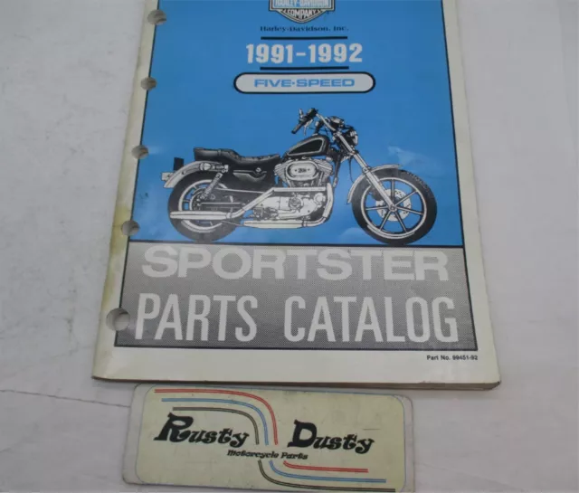 Harley Davidson Official 1991-1992 Sportster 5-Speed Parts Catalog 99451-92