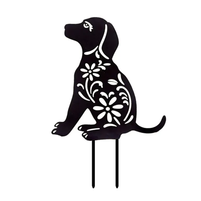 Garden Stake Puppy Dog Shadow Silhouette W/ Butterfly Floral Yard 1 Pcs Acrylic