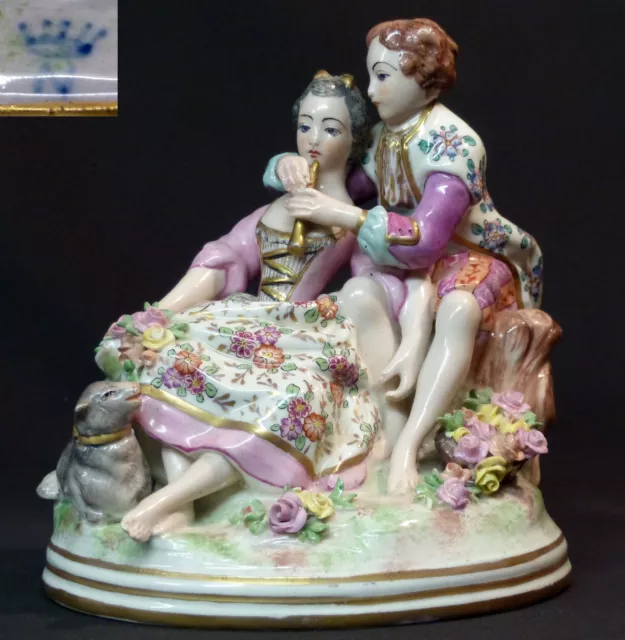 A 19ème groupe Porcelaine fine capodimonté 1.2kg22cm romantique Meissen saxe