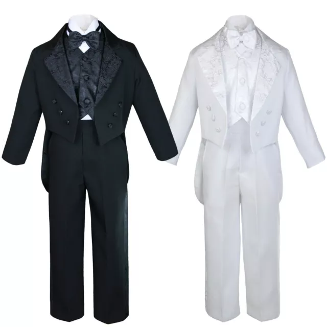 Infant Toddler Teen Boys Wedding Baptism Formal Tuxedo Suits Black White sz S-20