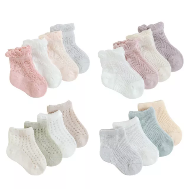 Mesh Thin Kids Socks for Girls Boys Cotton Solid Casual Newborn Baby Socks 4Pair