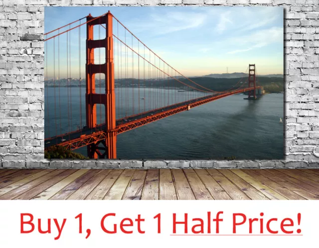 San Francisco Golden Gate Bridge - Canvas Picture Wall Art Print Cityscape