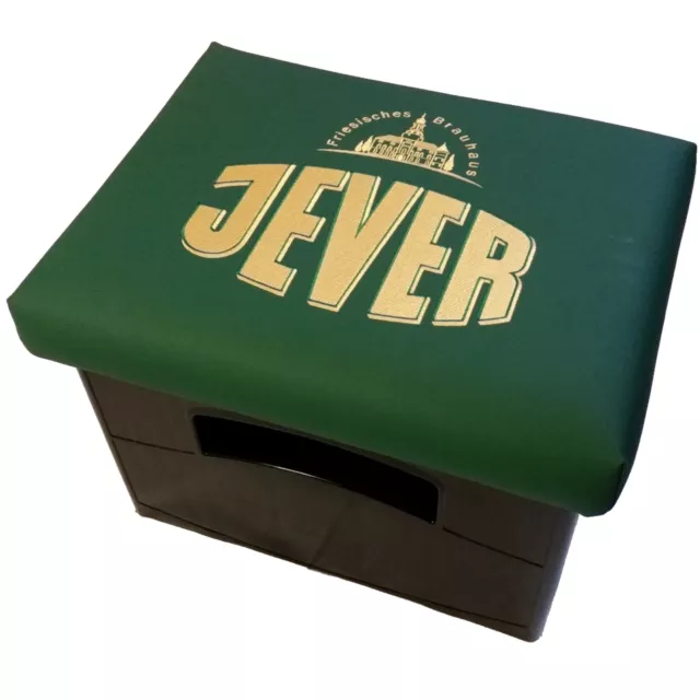 Bierkistensitzkissen Biermarken-Original JEVER Logo auf grünem Kunstleder- Leder