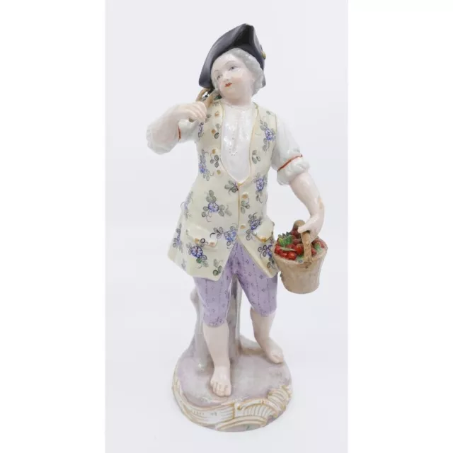 Antique Meissen Style Porcelain Figurines Of Flower Man & Woman Lady - 8" 2