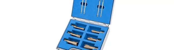 HSS Core Drill Set 6 Piezas Weldon Cada 2x 14- 18- 22MM + 2 Zb 25MM Montaje -