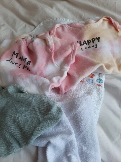 Baby girl vests cloths  towel clothes bundle 3-6  Months 9 items
