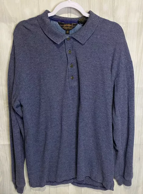 VINTAGE 90S EDDIE Bauer Heavy Cotton Blue Rugby Polo. Made In USA! XL ...