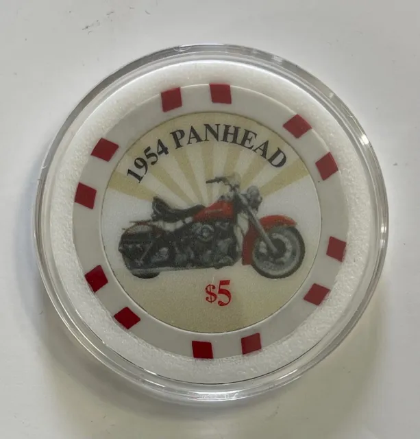 1954 Harley Davidson Panhead Motorcycle Casino Poker Chip Card Guard $5
