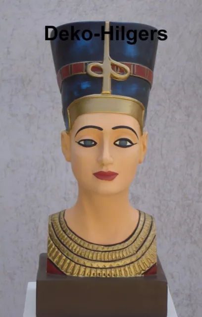 Ägyptische Büste Nofretete Kopf Figur Frau Stuckgips Deko Kleopatra  2846 Fa13