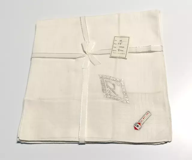 New hand rolled white all Irish linen men's handkerchief pack of 6 with initials