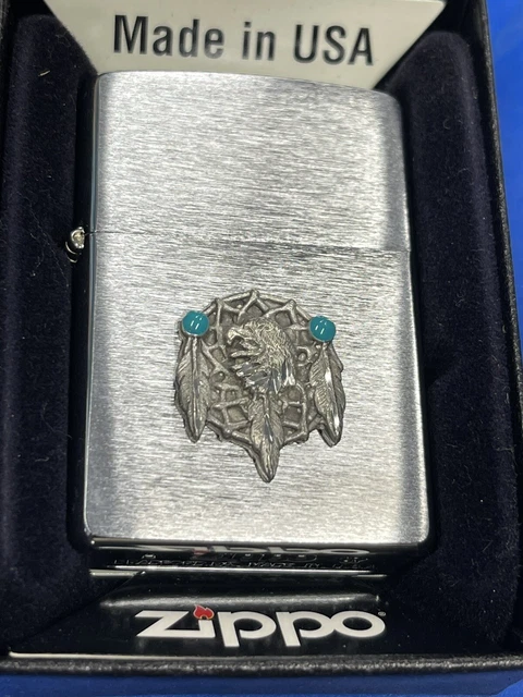 Zippo 2007 Eagle & Dreamcatcher W/ Turquoise Pewter Lighter Unfired In Box V126