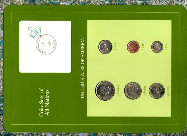 Coin Sets of All Nations United States 1979-1986 UNC w/card $1 1979-P Wide Rim