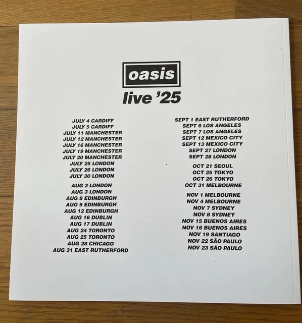 Oasis Programme Ebay OASIS LIVE 25 Official 2025 Tour Souvenir Programme Booklet Merchandise ...