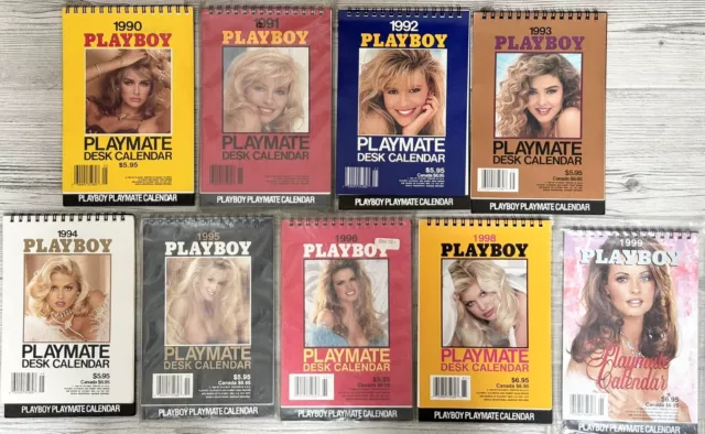 Lot of 9 Playboy Playmate Desk/Wall Appointment Calendars ~ 1990-1999