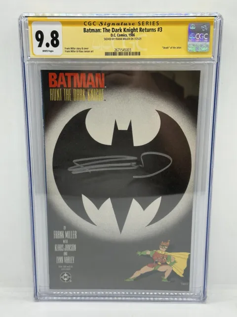 Batman: The Dark Knight Returns 3 CGC SS 9.8 Signed Frank Miller, DC Comics 1986