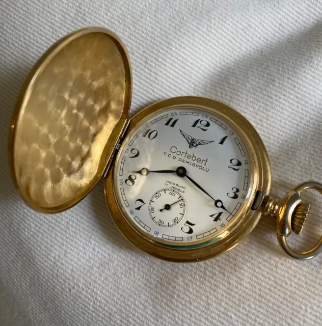 pocket watch, Cortebert  antimagnetic,T.C.D. DEMIRY0LLARI, SWISS MADE RAILWAY