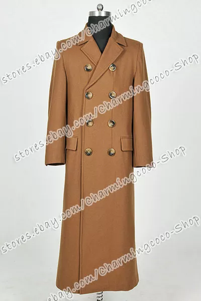 Who Cosplay Doctor 10th Dr David Tennant Costume Brown Wool Trench Coat Hot Sale