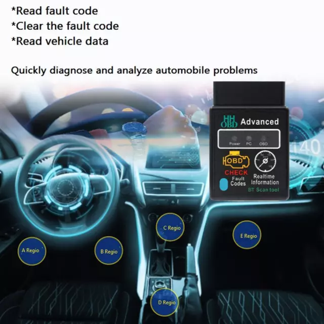 OBD2 Car Bluetooth Code Scanner Reader ELM 327 Automotive Diagnostic Tool OBDII