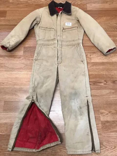 Vintage Key Coveralls Red White & Blue Youth Kids Size 8 Insulated Duck Canvas