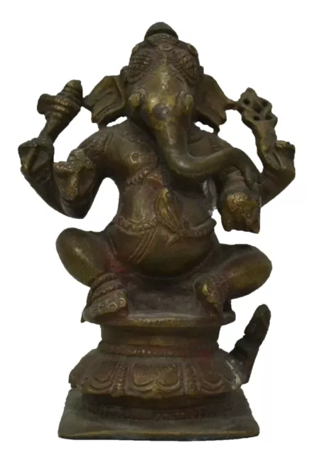 Old Lord Ganesha Brass Lord Ganesh Idol India Collectible Home Décor Sculpture