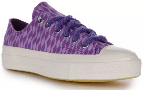 CONVERSE Chuck 70s Bas A05023C en Violet Imprimé à Lacets Taille UK 3 - 8