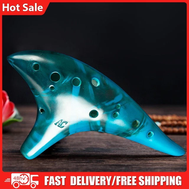 12 Hole Smokey Fired Ocarinas with Protective Bag Alto C Tone Ocarina (Blue)