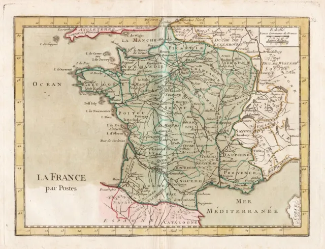France Frankreich gravure carte map Karte Kupferstich engraving Le Rouge 1767