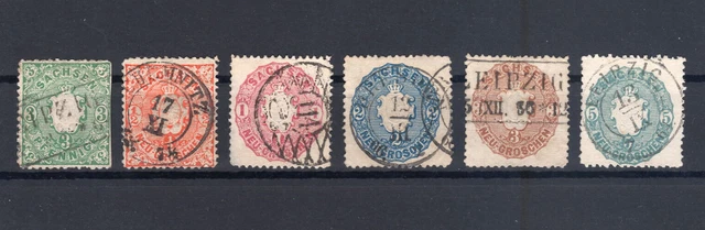 Altdeutschland Sachsen 1863 Staatswappen Mi.Nr. 14 - 19 gestempelt