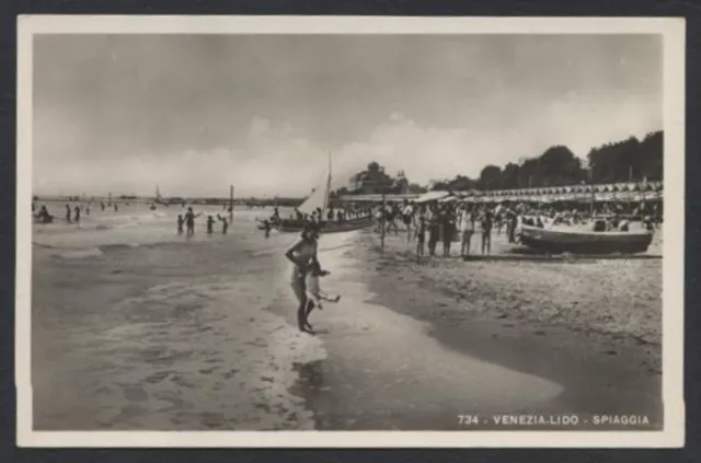 e997  CARTOLINA VENEZIA LIDO  SPIAGGIA 1944++++++++++