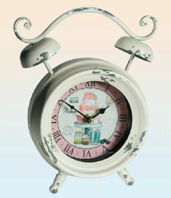 Metal Antique Style Retro Clock 23cm with Quartz Mechanism  Shabby Chic