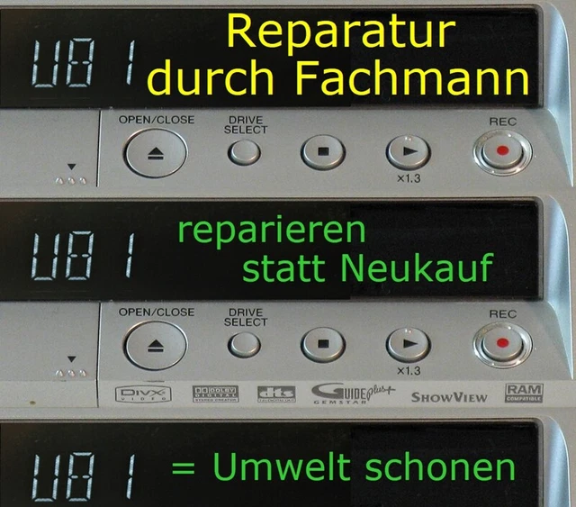 REPARATUR bei "U81" bei PANASONIC DMR-EX80S DMR-EX81S DMR-EX72S DMR-EX71S