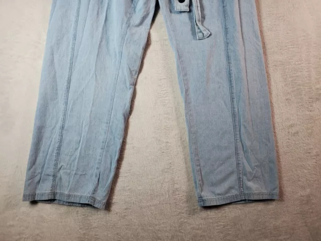 Junk Food Mickey Pants Womens Medium Blue Cotton Pleated Straight Leg Drawstring 3