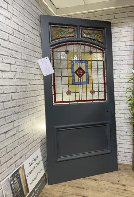 PERIOD VICTORIAN DOOR - FRONT ENTRANCE ANTIQUE RECLAIMED - Coloured Leaded Glass