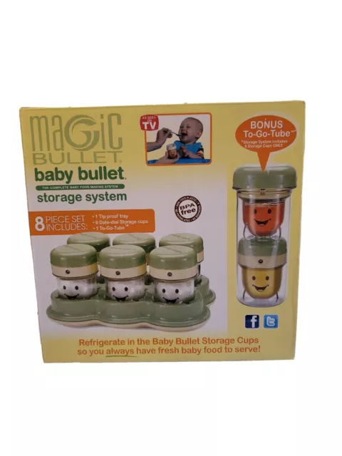 Système de stockage d'aliments Magic Bullet "Baby Bullet" ensemble de 8 pièces neuf dans sa boîte plateau tube bonus 2