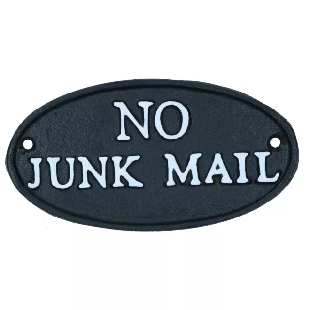 No Junk Mail Cast Iron Sign Plaque Door Wall House Home Gate Post Yard
