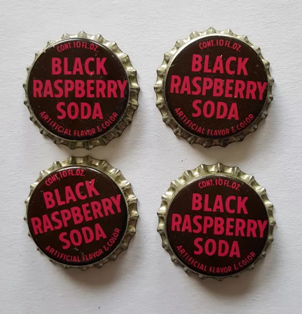 Vintage Lot of 4 Black Raspberry Soda Cork Lined Bottle Cap Langdon Co MN