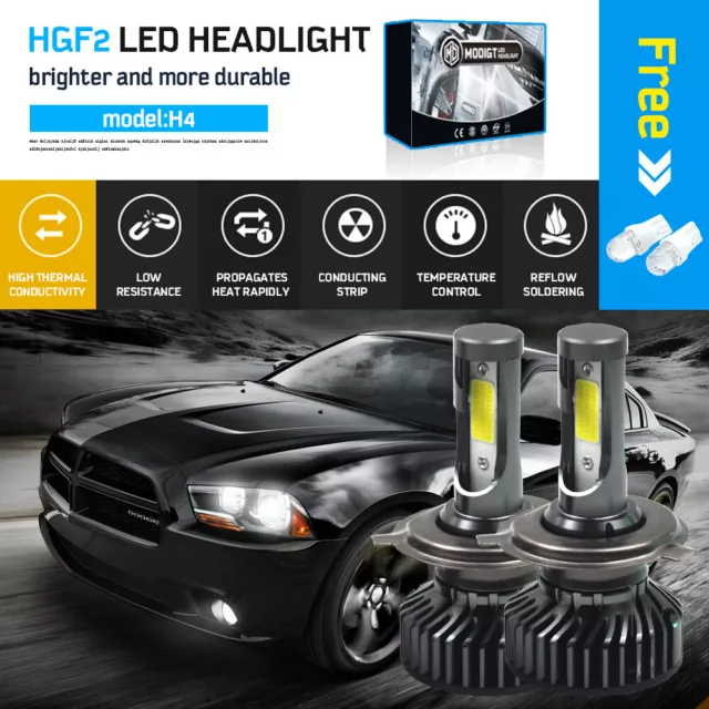 Nighteye 2x H4 HB2 LED Phare de voiture Headlight Ampoule 72W 9000LM 6500K  Blanc